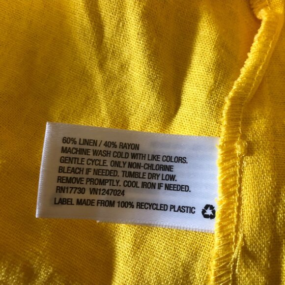A New Day Dress Womens Size 6 Yellow Linen Rayon Flutter Sleeve V Neck Summer - Picture 6 of 8